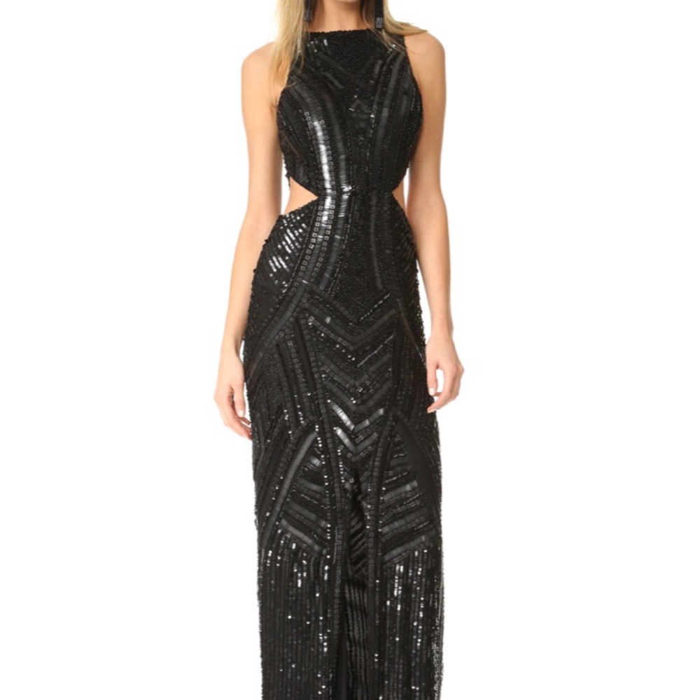 Parker (4) black cutout sequence formal dress
